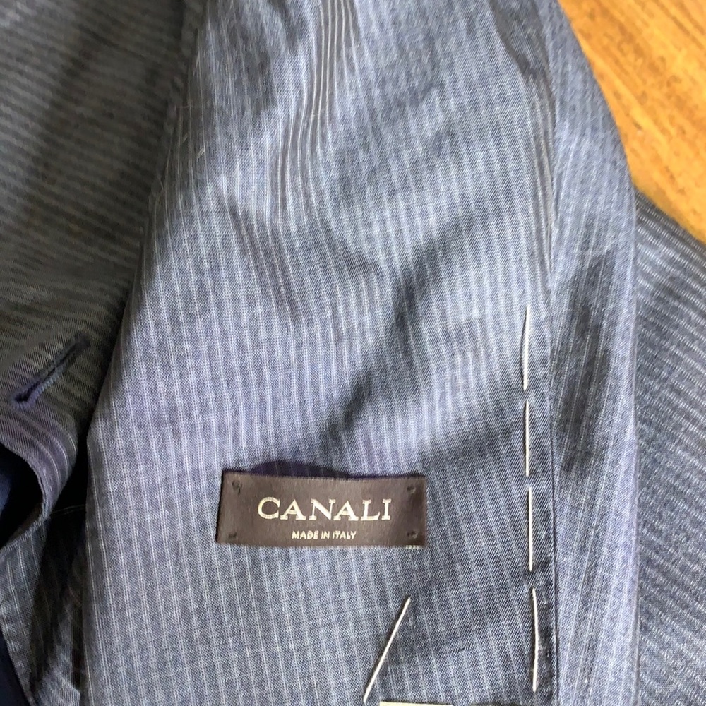 Canali wool and silk suit gray/blue shadow stripe size 50
